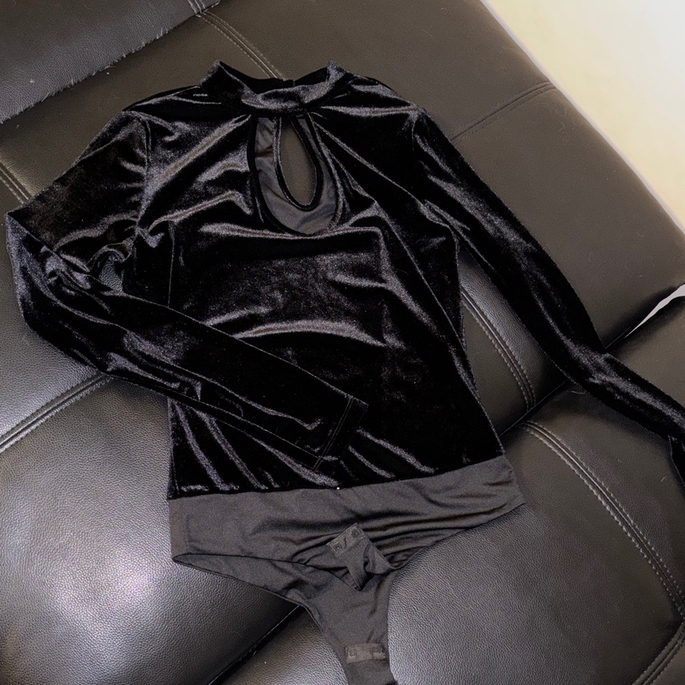 Elegant Black Velvet Bodysuit